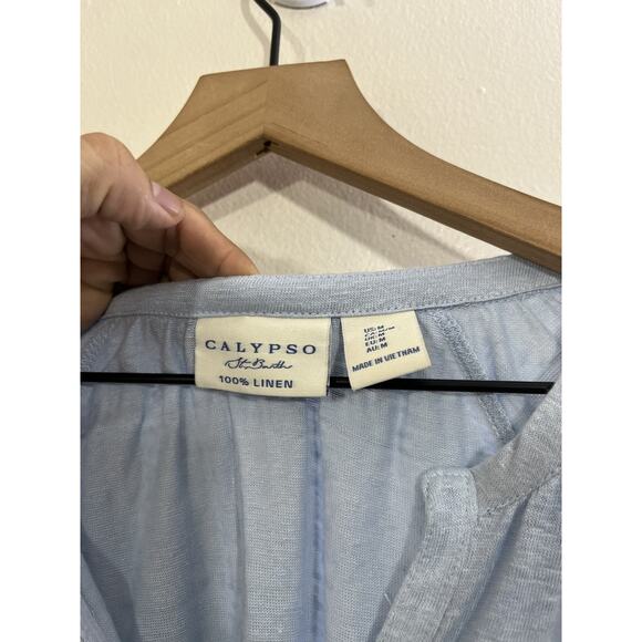 Calypso St. Barth Linen Tunic M Casual Resort Minimalist Peasant Quite Luxury - Picture 3 of 14